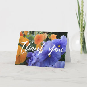 Casual Handwriting Thank You Pansies Photo Card