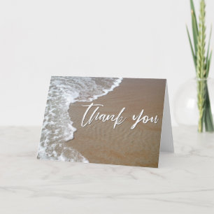 Casual Handwriting Thank You Sand and Ocean Foam Card