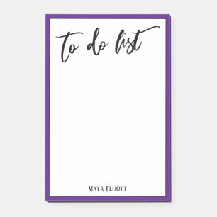 Casual Handwriting To Do List Purple and White Post-it Notes