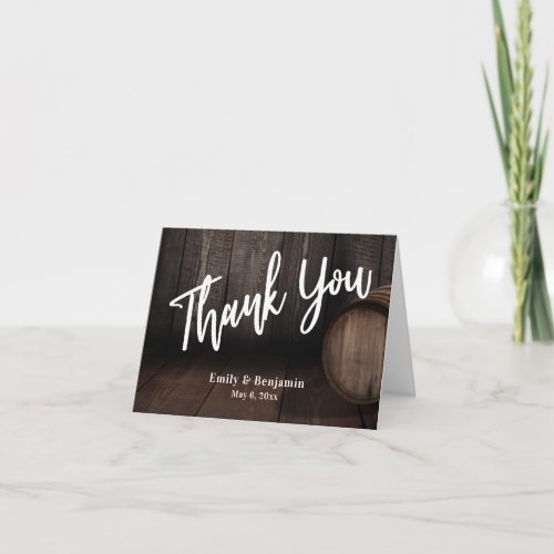 Casual Handwriting Typography Wooden Barrel Thank You Card