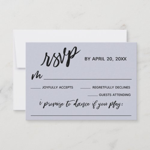 Casual Handwriting w Song Request Dusty Blue RSVP Card