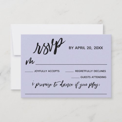 Casual Handwriting w Song Request Lavender RSVP Card