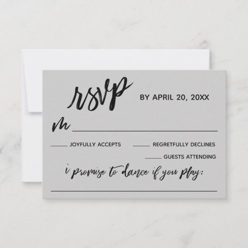Casual Handwriting w Song Request Light Gray RSVP Card