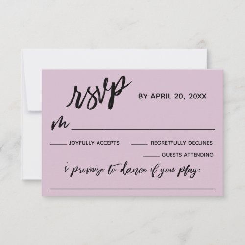 Casual Handwriting w Song Request Light Mauve RSVP Card