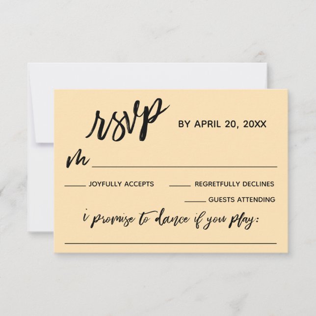 Casual Handwriting w/ Song Request Pale Peach RSVP Card (Front)