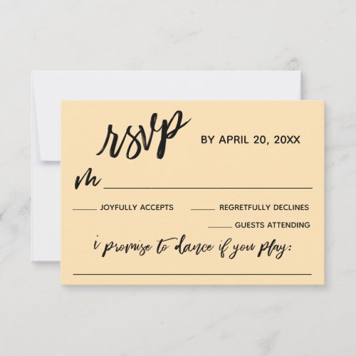 Casual Handwriting w Song Request Pale Peach RSVP Card