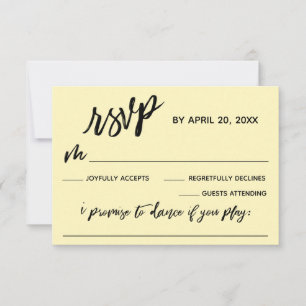 Casual Handwriting w/ Song Request Pale Yellow RSVP Card