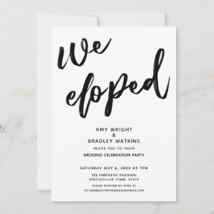 Casual Handwriting We Eloped Wedding Reception Invitation