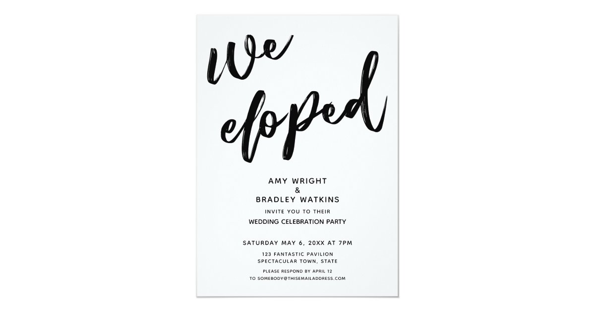 Casual Handwriting We Eloped Wedding Reception Invitation Zazzle Com