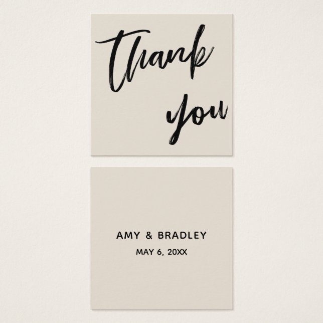 Casual Handwriting Wedding Thank You Favor Cream (Front & Back)