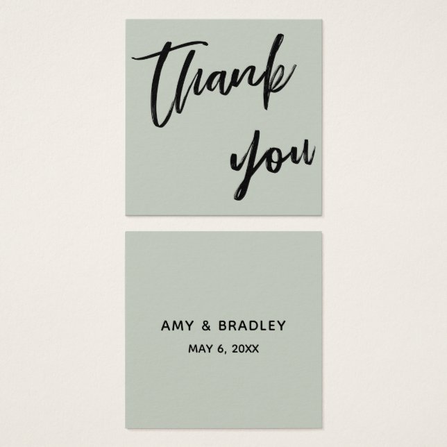 Casual Handwriting Wedding Thank You Favor Sage (Front & Back)