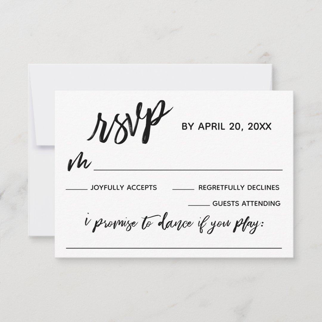 Casual Handwriting with Song Request Wedding RSVP Card | Zazzle