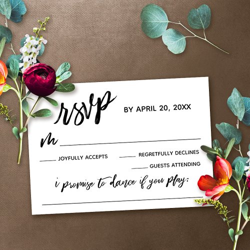 Casual Handwriting with Song Request Wedding RSVP Card