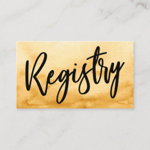Casual Handwriting Yellow Watercolor Gift Registry Enclosure Card