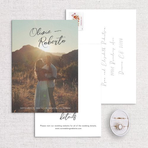 Casual Handwritten Names Full Photo Save the Date