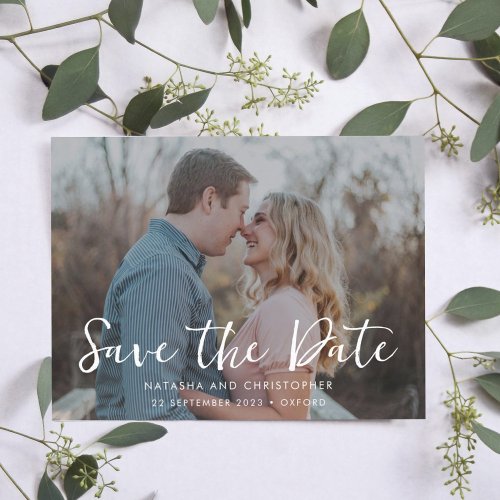Casual Handwritten Overlay Photo QR Code Save The  Save The Date