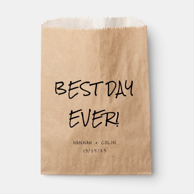 Casual Handwritten Typography Kraft Favor Bag (Front)