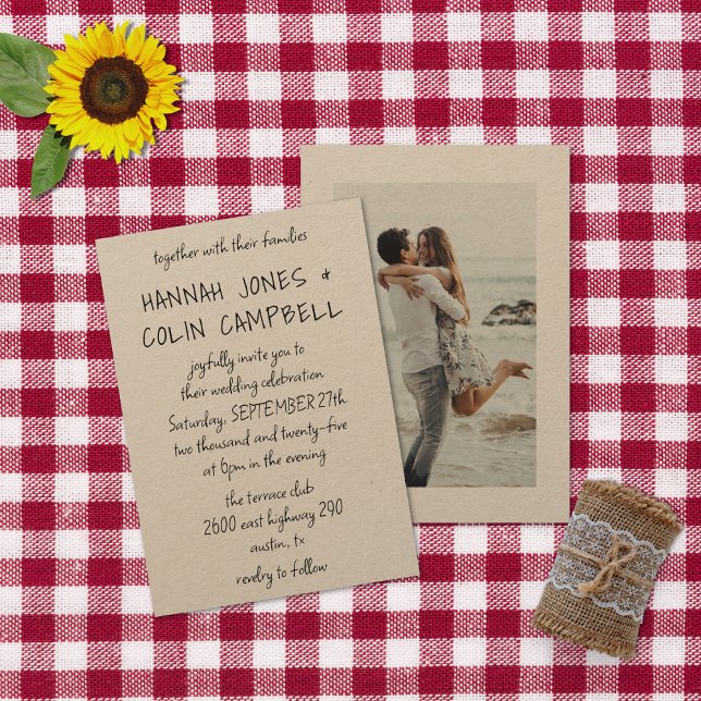 Casual Handwritten Typography Kraft Photo Invitation (Creator Uploaded)
