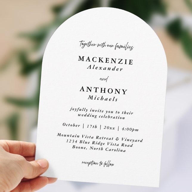 Casual Handwritten Wedding Black & White Arch Invitation (Casual Handwritten Wedding Black & White Arch Invitation)