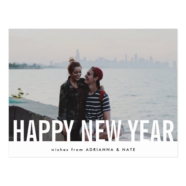 Casual Happy New Year Modern Holiday Photo Postcard
