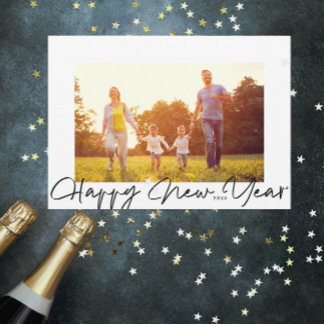 Casual Happy New Year Photo Holiday Card
