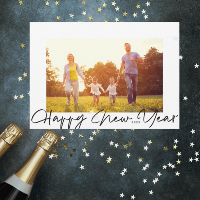 Casual Happy New Year Photo Holiday Card (Creator Uploaded)