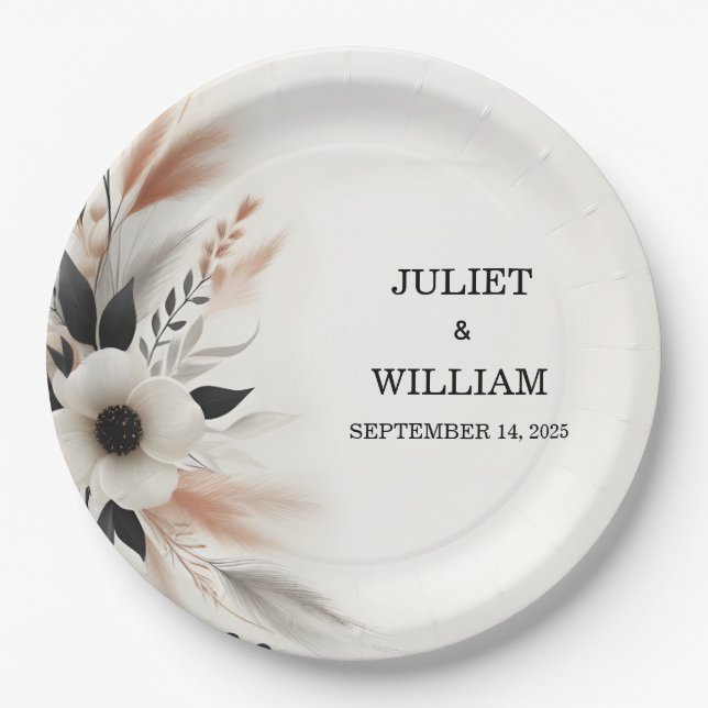 Casual Heart Nothing Fancy Just Love Wedding Paper Plates (Front)