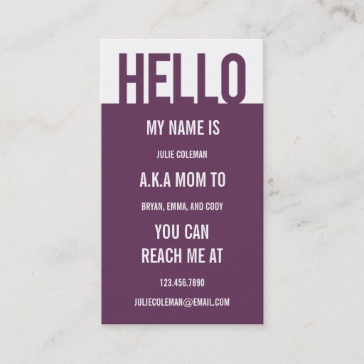Customizable Casual Hello Mommy Card / Calling Card Business Card