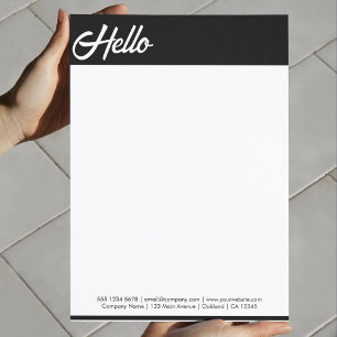Casual Hello Script Black Border Company Promo Letterhead