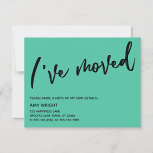 Casual I've Moved Biscay Green New Address Card