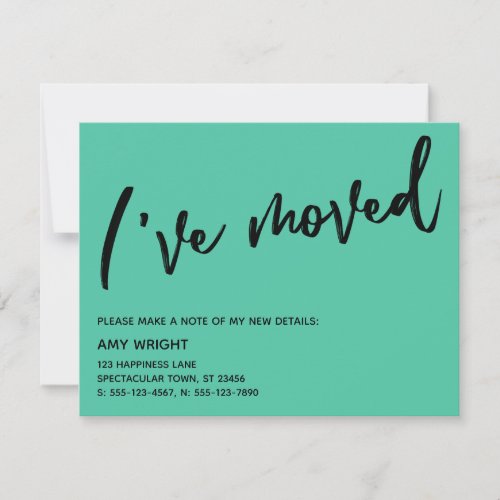 Casual Ive Moved Biscay Green New Address Card