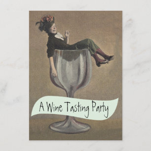 Casual Lady Wine Glass Tasting Party Invitations