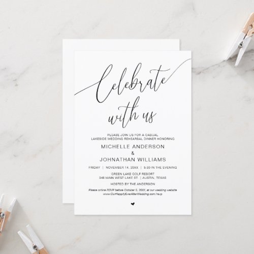 Casual Lakeside Casual Wedding Rehearsal Dinner In Invitation