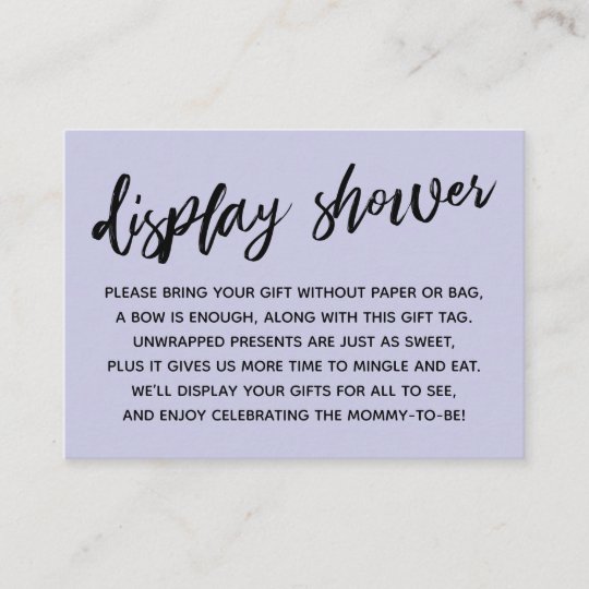 Casual Lavender Display Baby Shower No Wrapping Enclosure Card