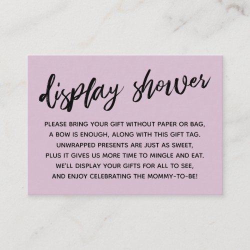 Casual Light Mauve Display Baby Shower No Wrapping Enclosure Card