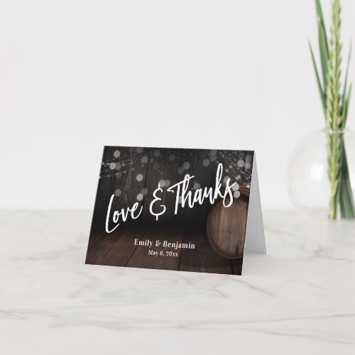 Casual Love  Thanks Wooden Barrel with Lights Thank You Card