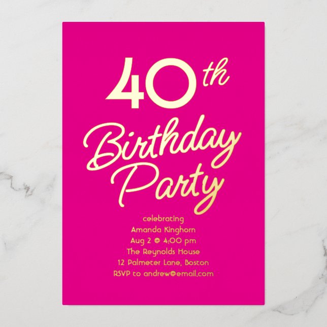 Casual Milestone Birthday Party Foil Invitation (Front)