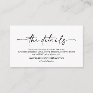 Casual Minimalist Black ink Pen, Wedding Details Enclosure Card