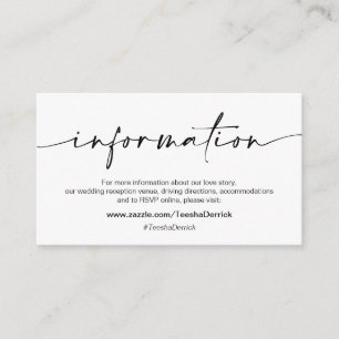 Casual Minimalist Black ink Pen, Wedding Details Enclosure Card