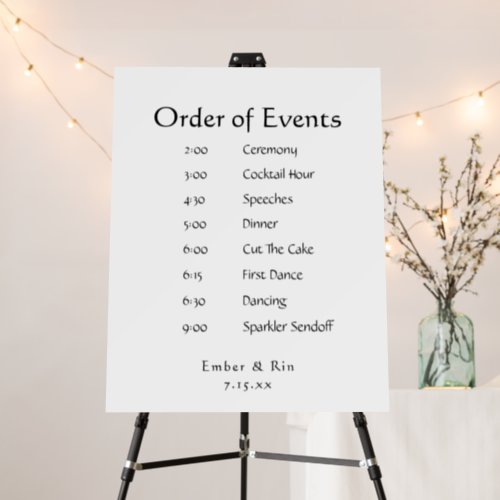 Casual Minimalist Order Of Events Sign