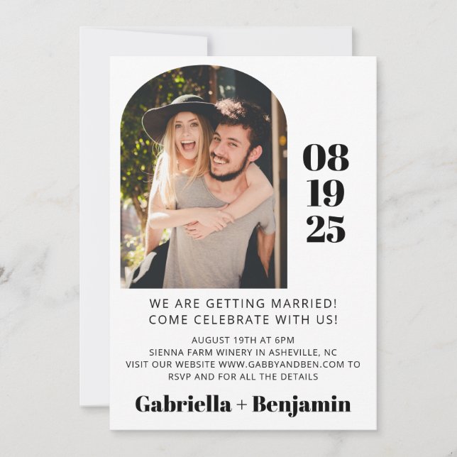 Casual Minimalist Photo All In One Wedding  Invitation (Front)