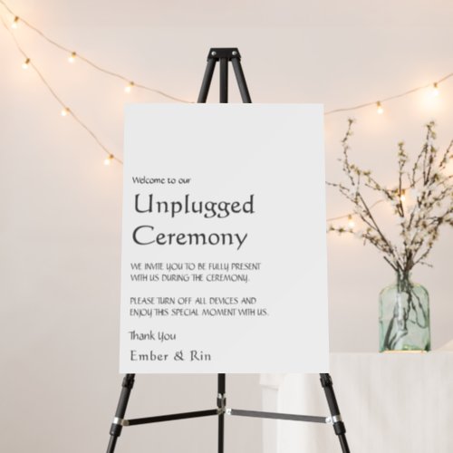 Casual Minimalist Unplugged Ceremony Sign