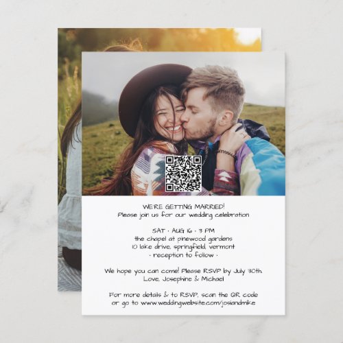 Casual Modern All_In_One QR RSVP 2 Photo Wedding Invitation
