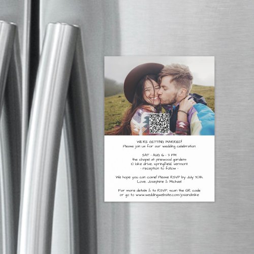 Casual Modern All_In_One QR RSVP Photo Wedding Magnetic Invitation