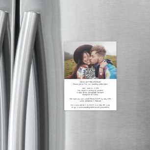 Casual Modern All-In-One QR RSVP Photo Wedding Magnetic Invitation