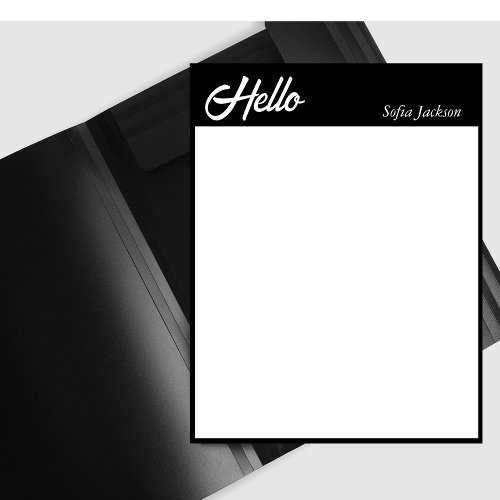 Casual Modern Black Border Handwritten Hello  Letterhead