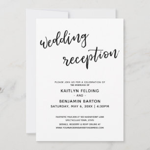Casual Modern Handwriting Simple Wedding Reception Invitation