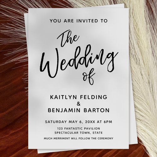 Casual Modern Minimal Typography Wedding Invitation