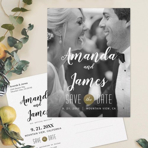Casual Modern Photo Wedding Save the Date Announcement Postcard