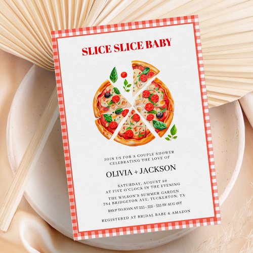 Casual Modern Pizza Party Wedding Couple Shower Invitation